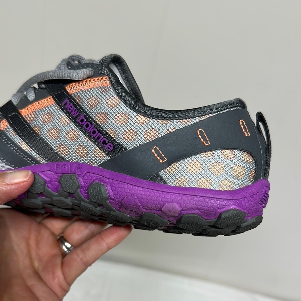 New Balance Gray and Purple Athletic Shoes with Mesh Upper - Picture 10 of 13